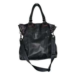 Barbarossa Black Shiny Snakeskin Hand Shoulder Bag Slouchy Large